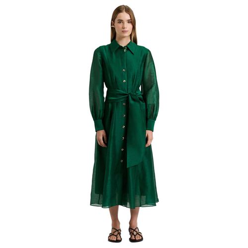 Veronika Maine Linen Silk Midi Shirtdress